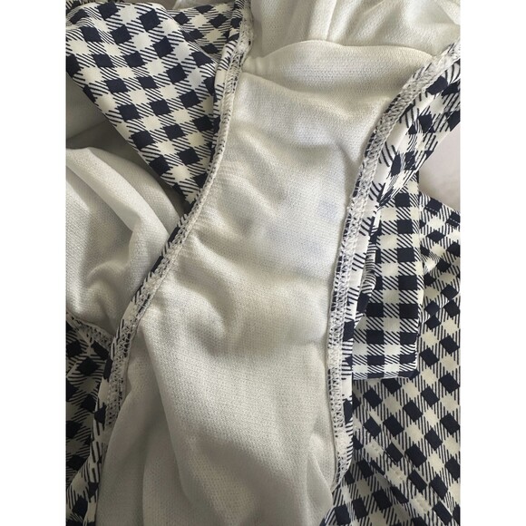 Torrid Navy Gingham Tie Front Wireless Ruched One-Piece Swimsuit Plus Size 4 4X - Picture 9 of 16